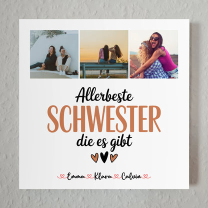 Personalisiertes Fotoboard Magnet Wandbild für Schwester Allerbeste Schwester Die Es Gibt