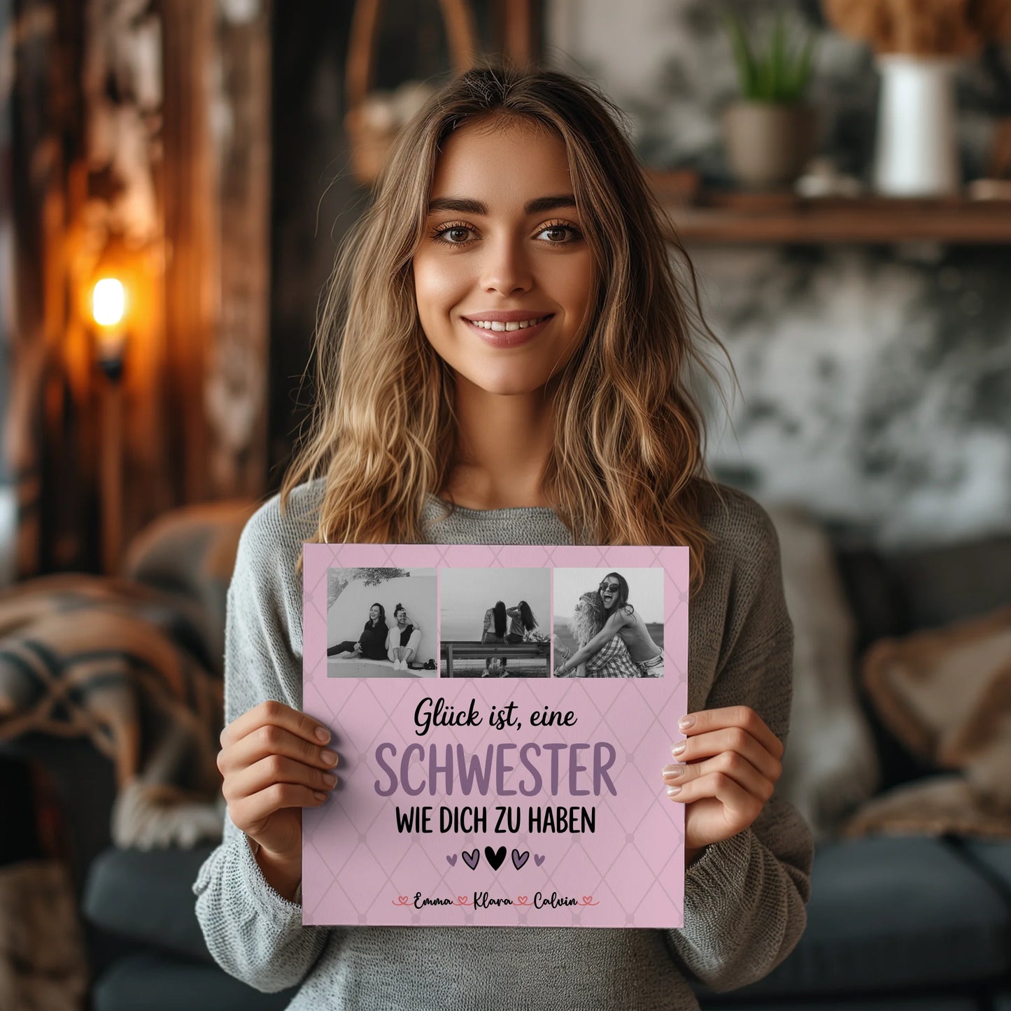 Personalisierte Fotoboard Magnet Wandbild Schwester Fotocollage Glück Ist eine Schwester Wie Dich Zu Haben 2