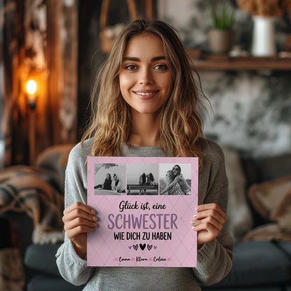 Personalisierte Fotoboard Magnet Wandbild Schwester Fotocollage Glück Ist eine Schwester Wie Dich Zu Haben 2