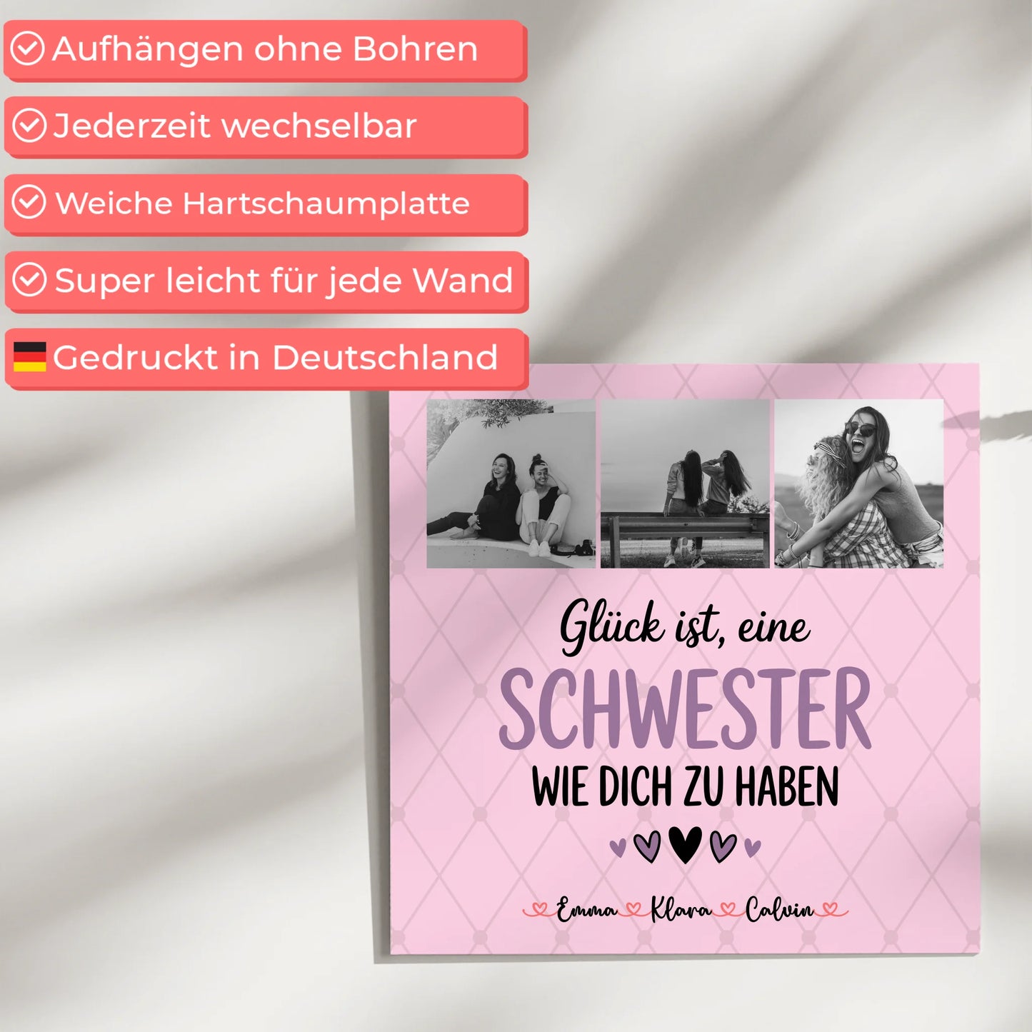 Personalisierte Fotoboard Magnet Wandbild Schwester Fotocollage Glück Ist eine Schwester Wie Dich Zu Haben 5