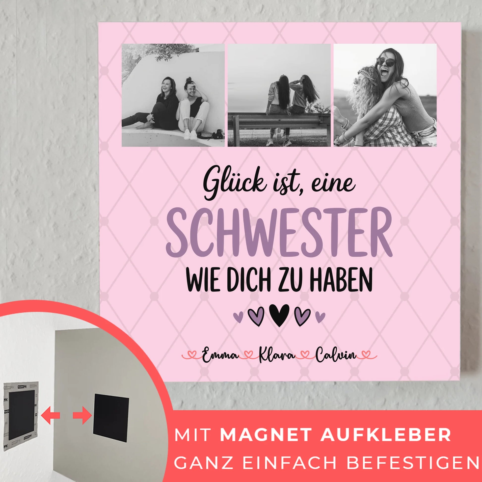 Personalisierte Fotoboard Magnet Wandbild Schwester Fotocollage Glück Ist eine Schwester Wie Dich Zu Haben 4