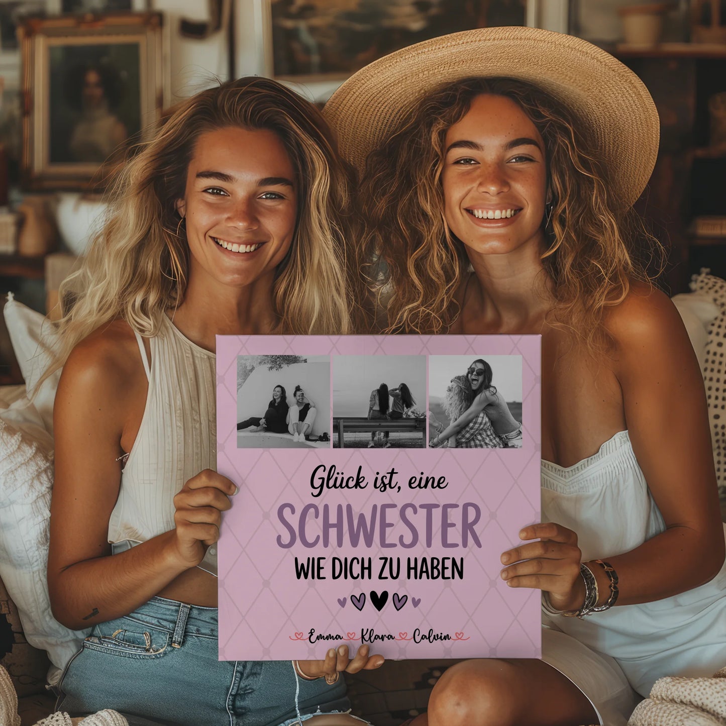 Personalisierte Fotoboard Magnet Wandbild Schwester Fotocollage Glück Ist eine Schwester Wie Dich Zu Haben