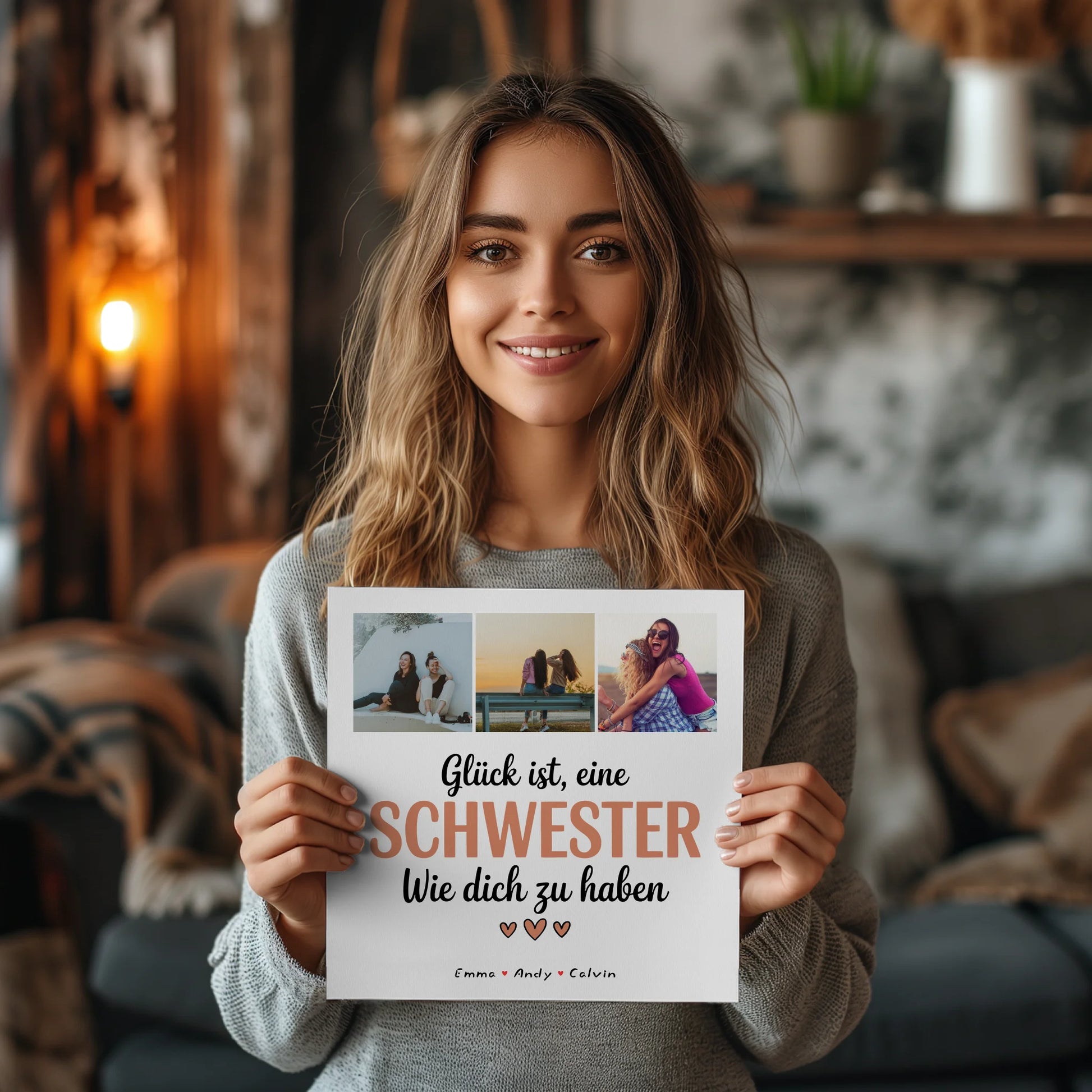 Fotoboard Magnet Poster Geschenk Fotocollage Schwester Glück Ist eine Schwester Wie Dich Zu Haben 2