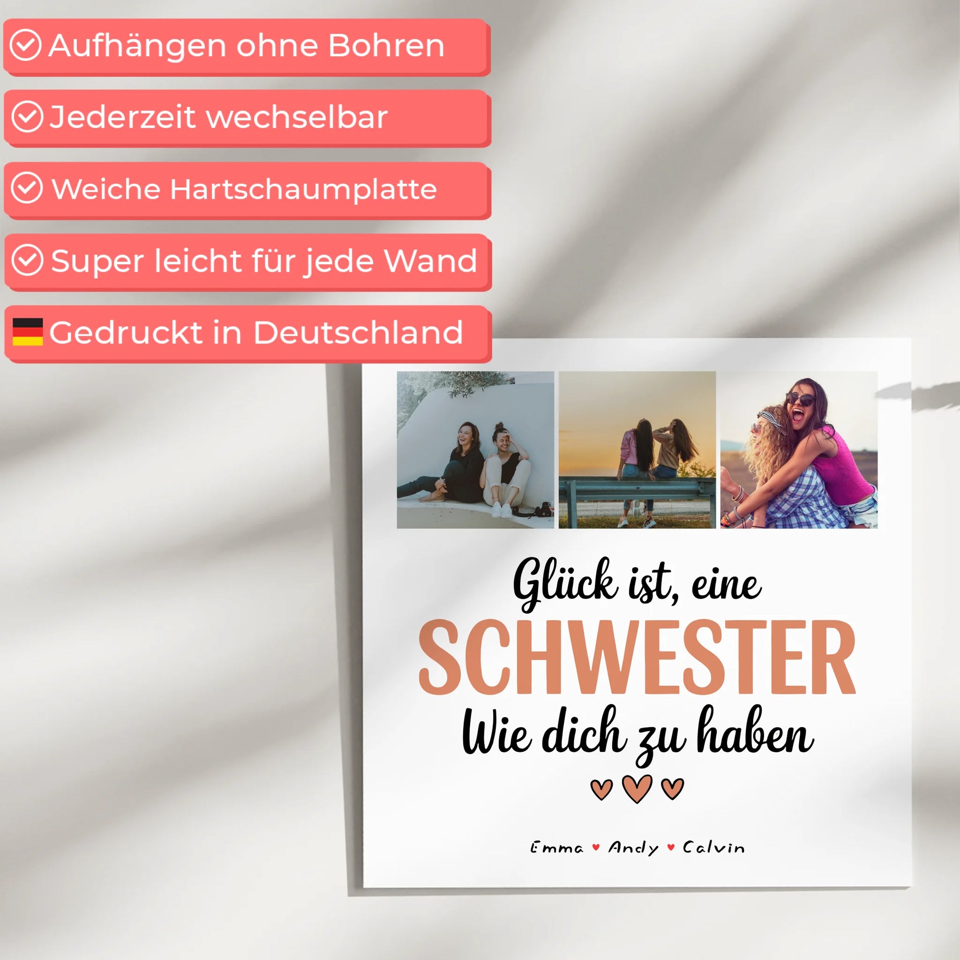 Fotoboard Magnet Poster Geschenk Fotocollage Schwester Glück Ist eine Schwester Wie Dich Zu Haben 5