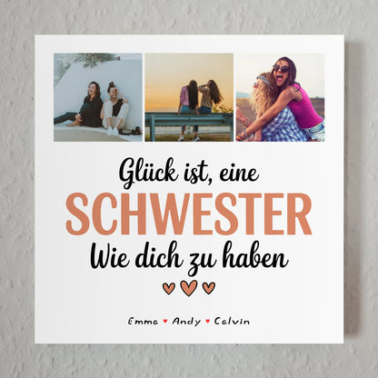 Fotoboard Magnet Poster Geschenk Fotocollage Schwester Glück Ist eine Schwester Wie Dich Zu Haben 1
