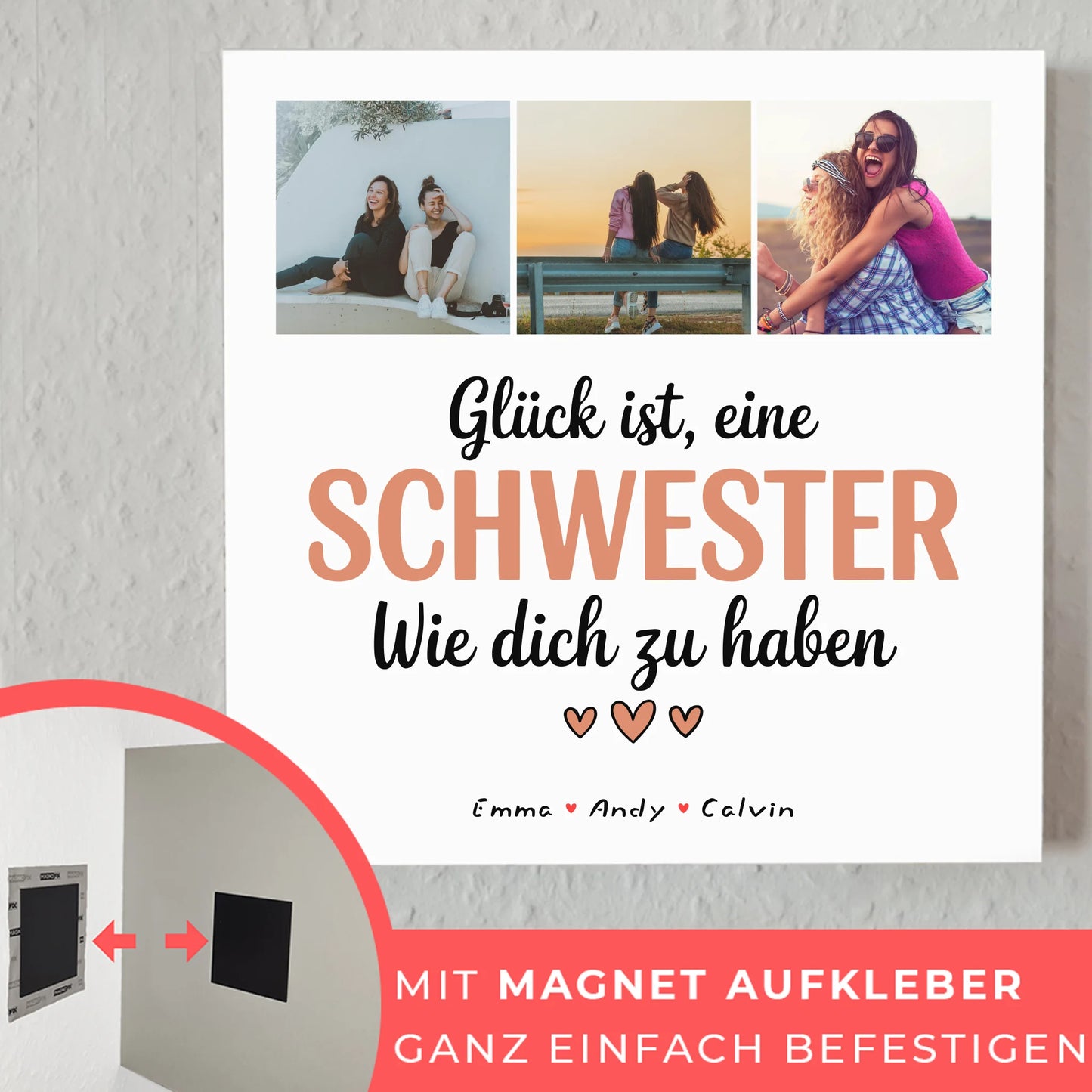 Fotoboard Magnet Poster Geschenk Fotocollage Schwester Glück Ist eine Schwester Wie Dich Zu Haben 10