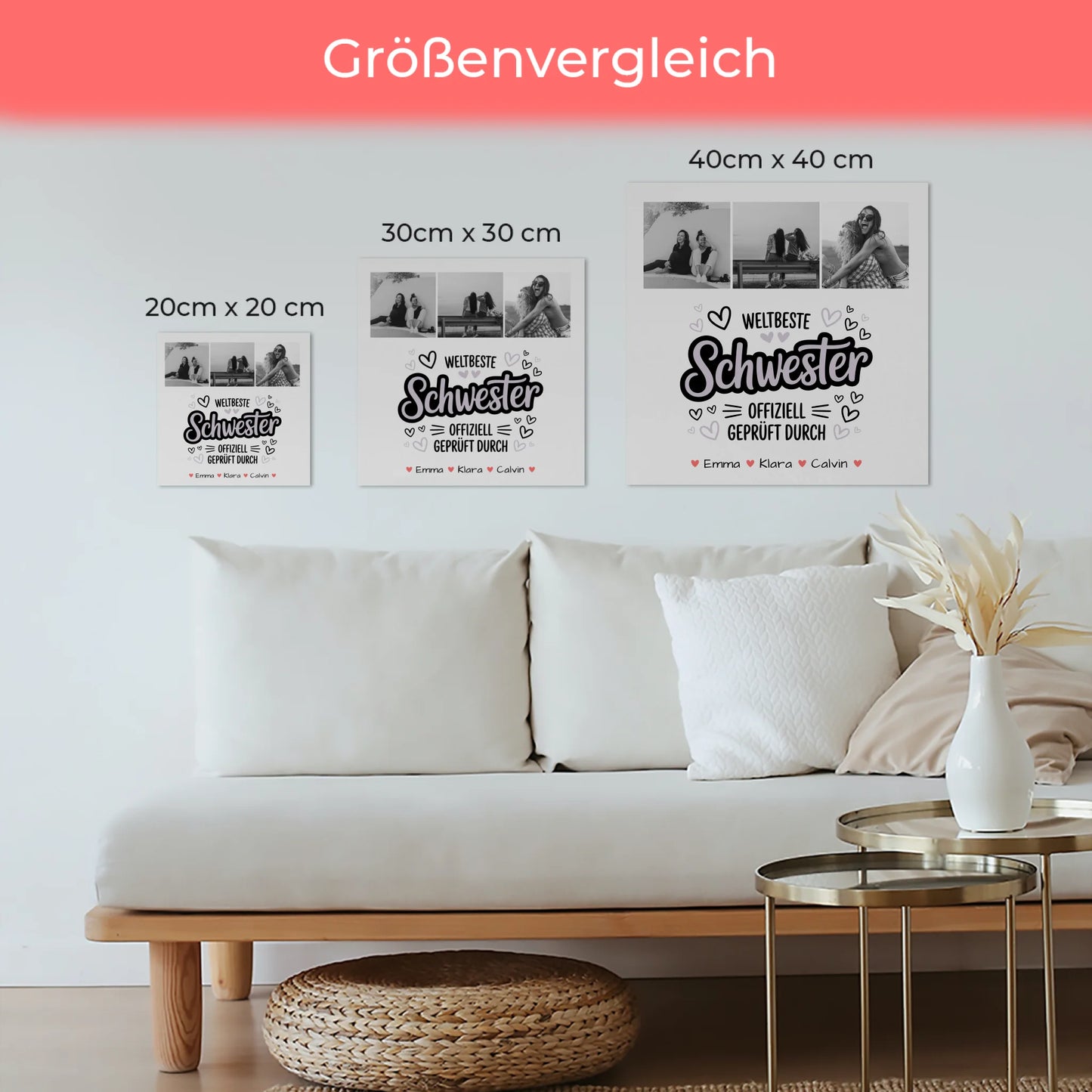 Fotoboard Poster Magnetisch für Schwester Fotocollage Weltbeste Schwester Offiziell Geprüft Durch 6