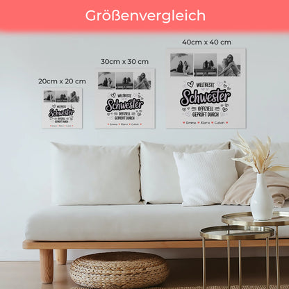 Fotoboard Poster Magnetisch für Schwester Fotocollage Weltbeste Schwester Offiziell Geprüft Durch 6