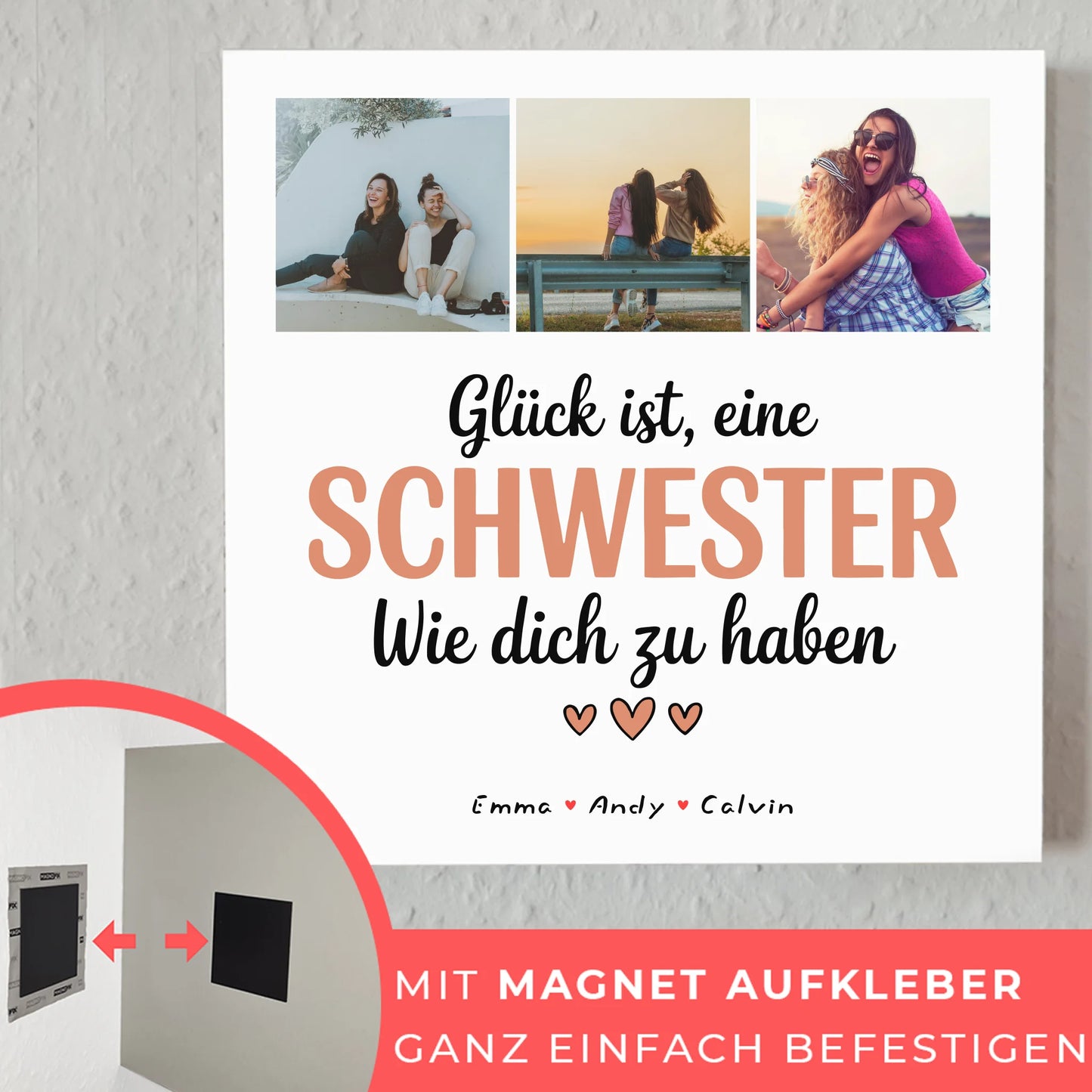 Fotoboard Magnet Poster Geschenk Fotocollage Schwester Glück Ist eine Schwester Wie Dich Zu Haben
