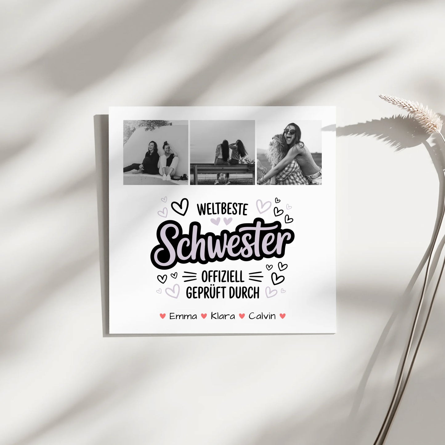 Fotoboard Poster Magnetisch für Schwester Fotocollage Weltbeste Schwester Offiziell Geprüft Durch 9