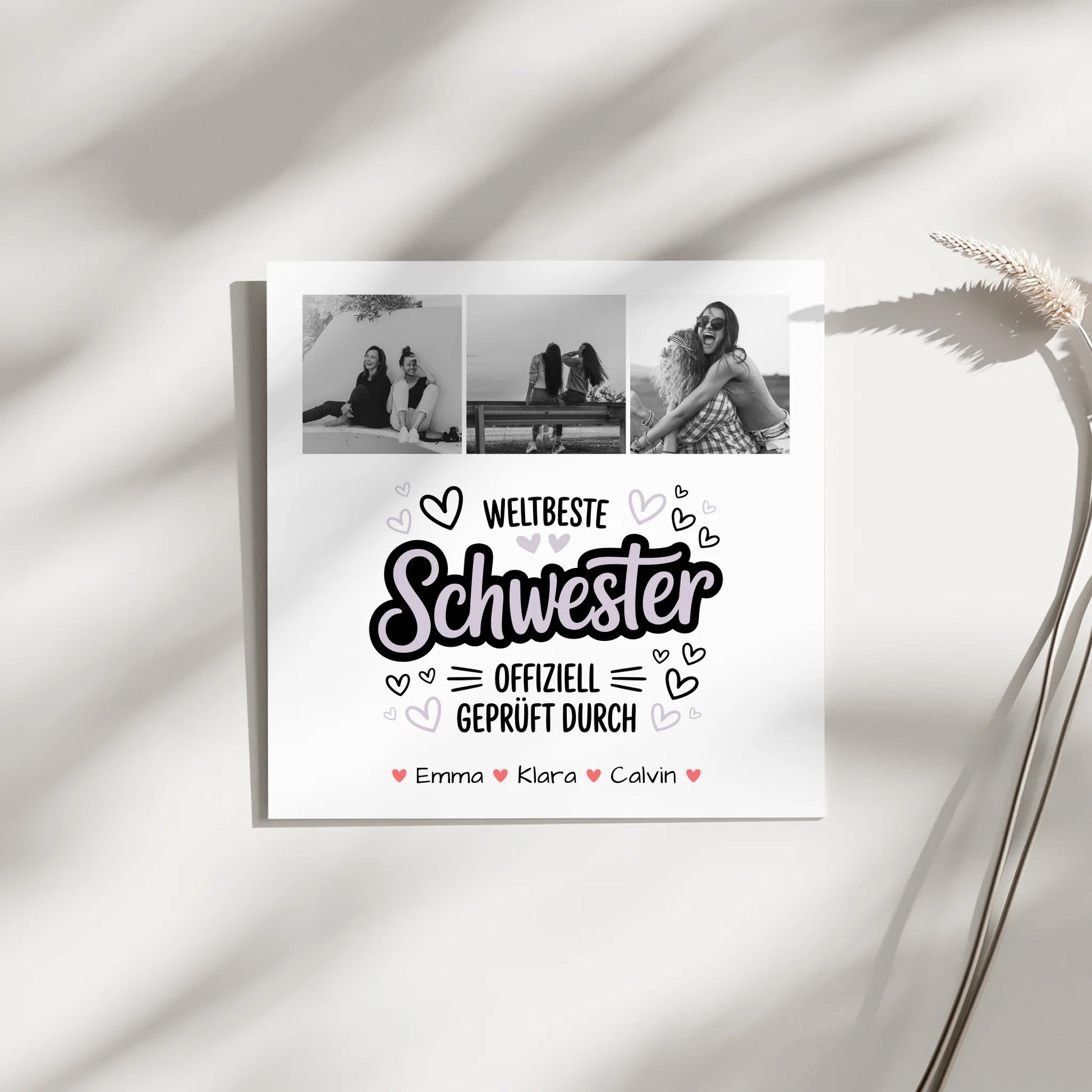 Fotoboard Poster Magnetisch für Schwester Fotocollage Weltbeste Schwester Offiziell Geprüft Durch 9