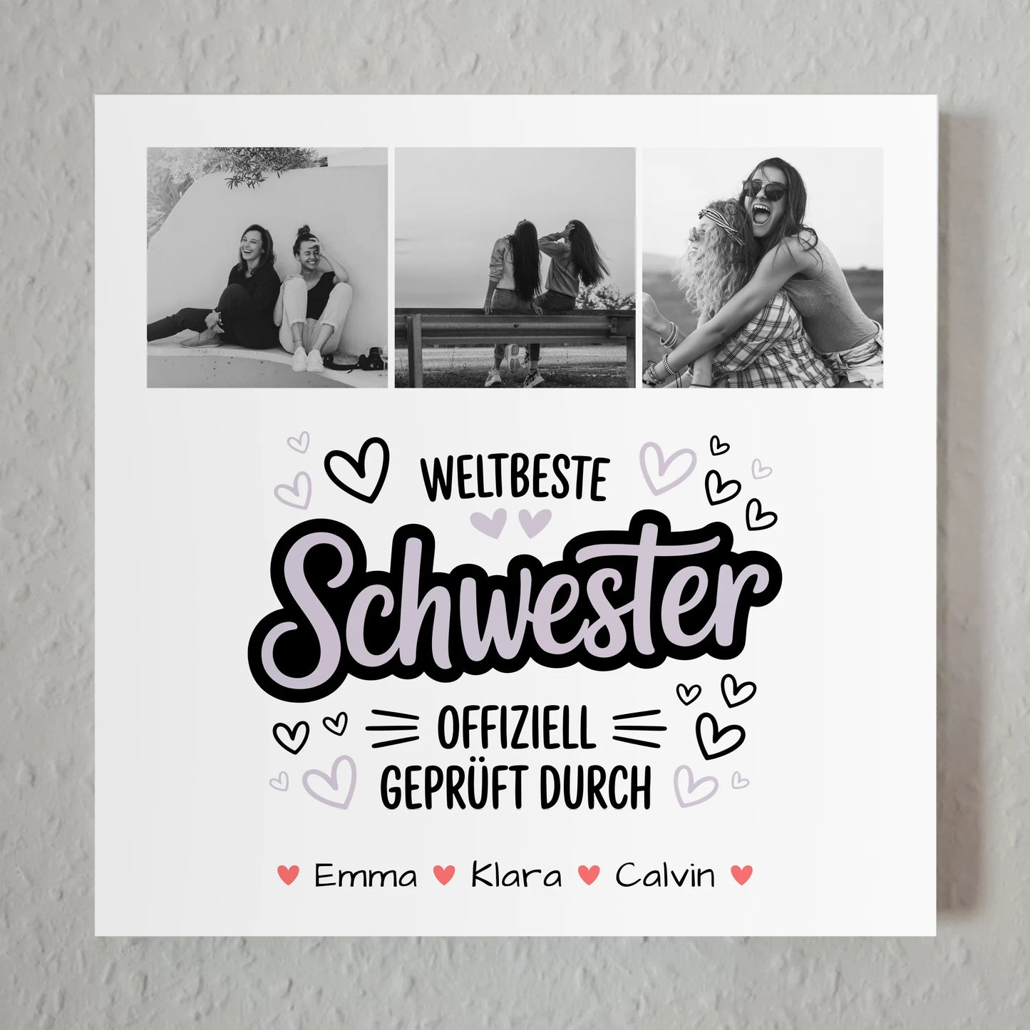 Fotoboard Poster Magnetisch für Schwester Fotocollage Weltbeste Schwester Offiziell Geprüft Durch 7