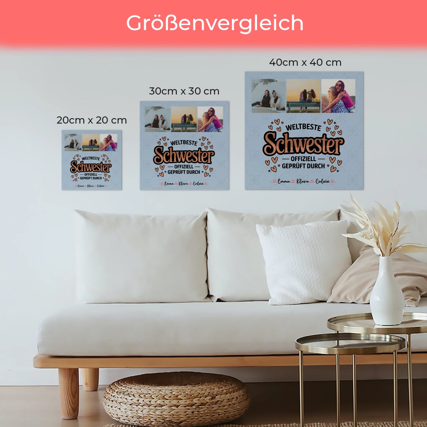 Personalisierte Fotoboard Magnet Poster Fotocollage für Schwester Weltbeste Schwester Offiziell Geprüft Durch 6