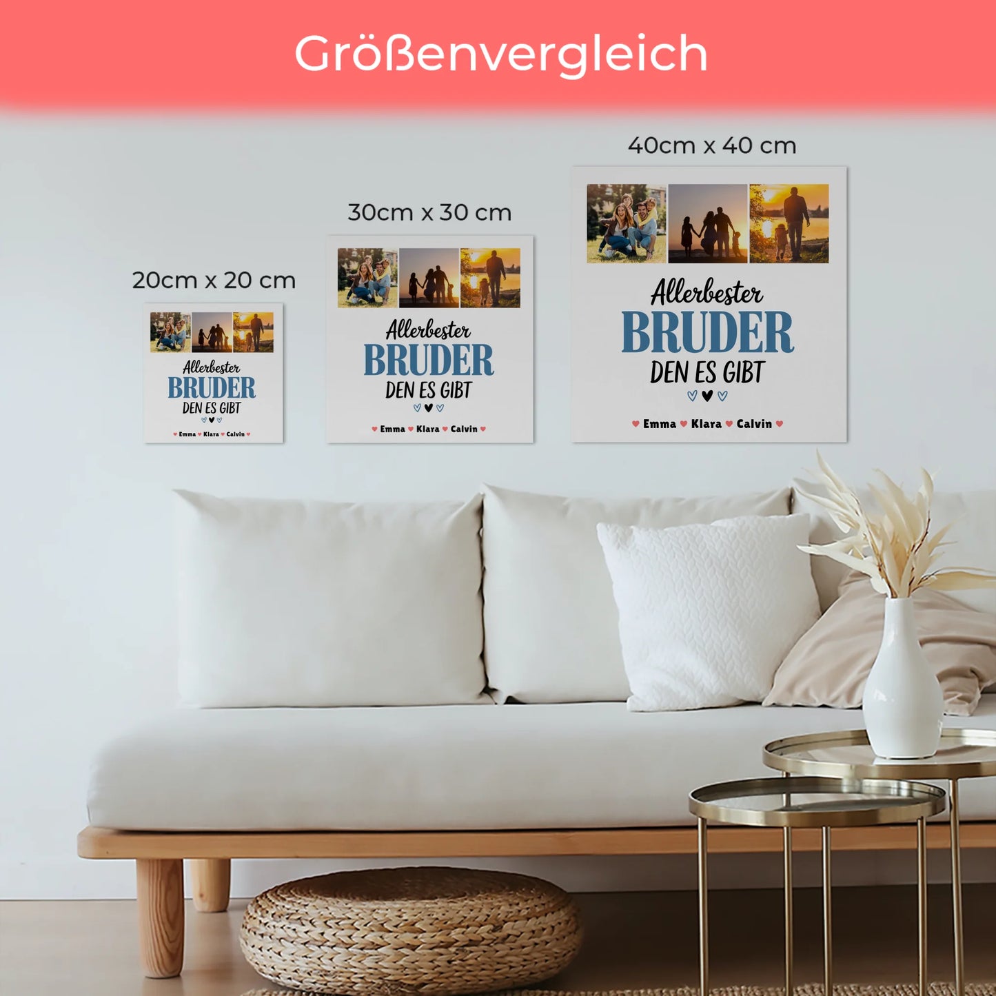 Personalisierte Fotoboard Magnet Wandbild Geschenk Fotocollage Bruder Allerbester Bruder Den Es Gibt 6
