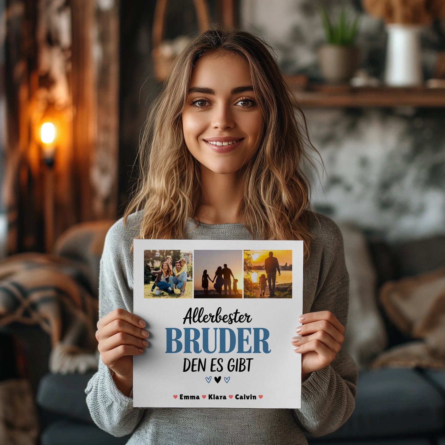 Personalisierte Fotoboard Magnet Wandbild Geschenk Fotocollage Bruder Allerbester Bruder Den Es Gibt 2