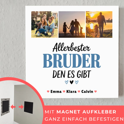 Personalisierte Fotoboard Magnet Wandbild Geschenk Fotocollage Bruder Allerbester Bruder Den Es Gibt 4
