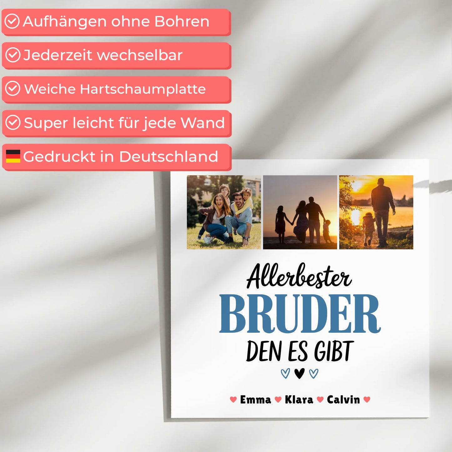Personalisierte Fotoboard Magnet Wandbild Geschenk Fotocollage Bruder Allerbester Bruder Den Es Gibt