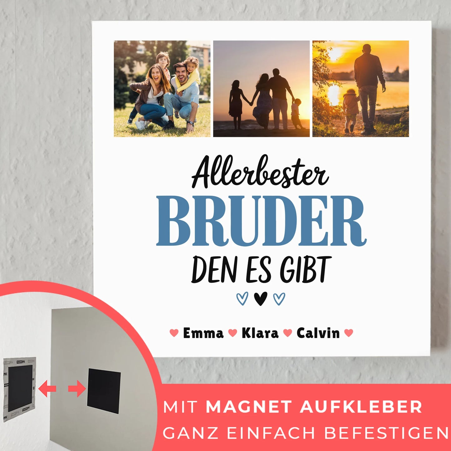 Personalisierte Fotoboard Magnet Wandbild Geschenk Fotocollage Bruder Allerbester Bruder Den Es Gibt