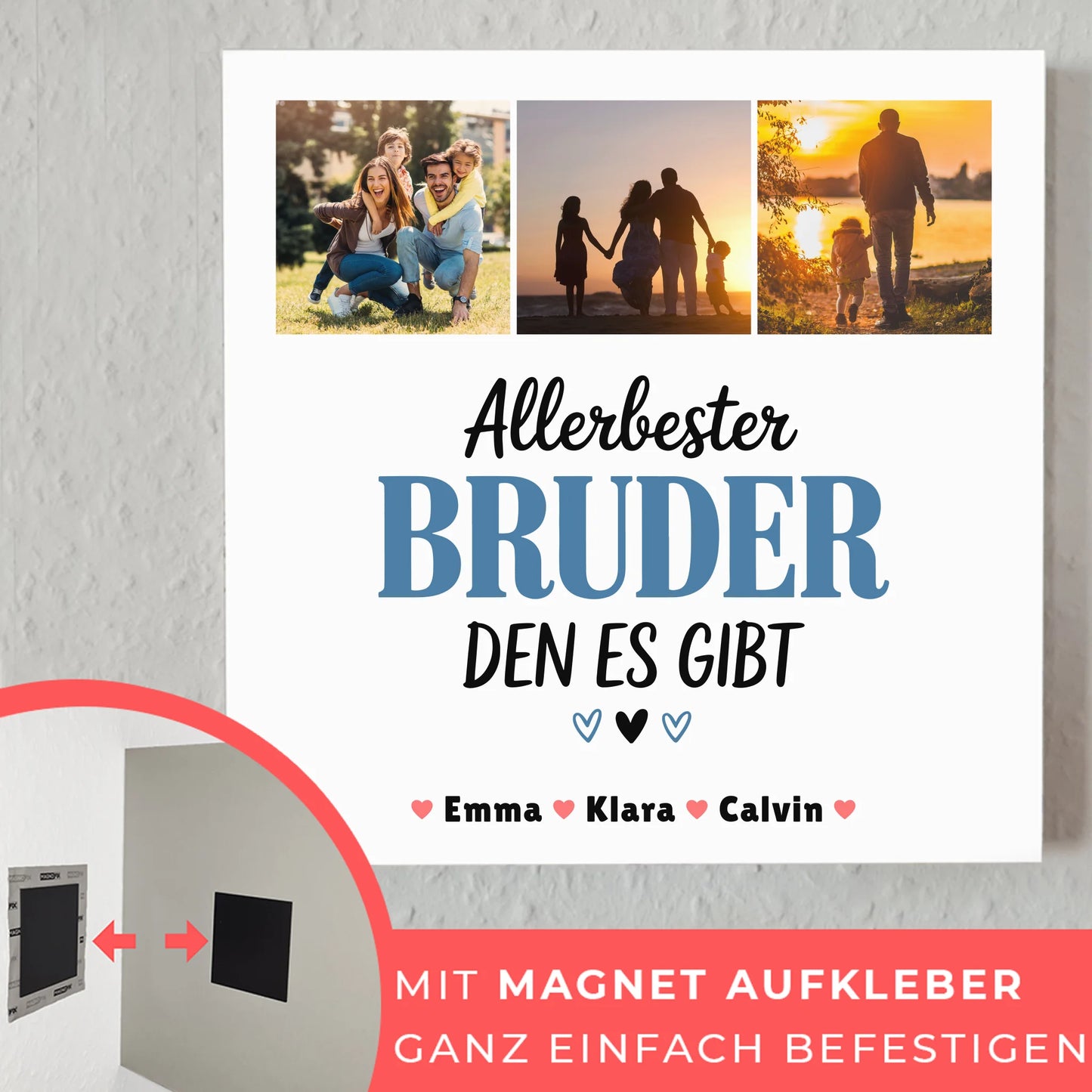 Personalisierte Fotoboard Magnet Wandbild Geschenk Fotocollage Bruder Allerbester Bruder Den Es Gibt 10