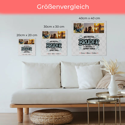 Personalisierte Fotoboard Magnet Wandbild Fotocollage für Bruder Weltbester Bruder Offiziell Geprüft Durch 6