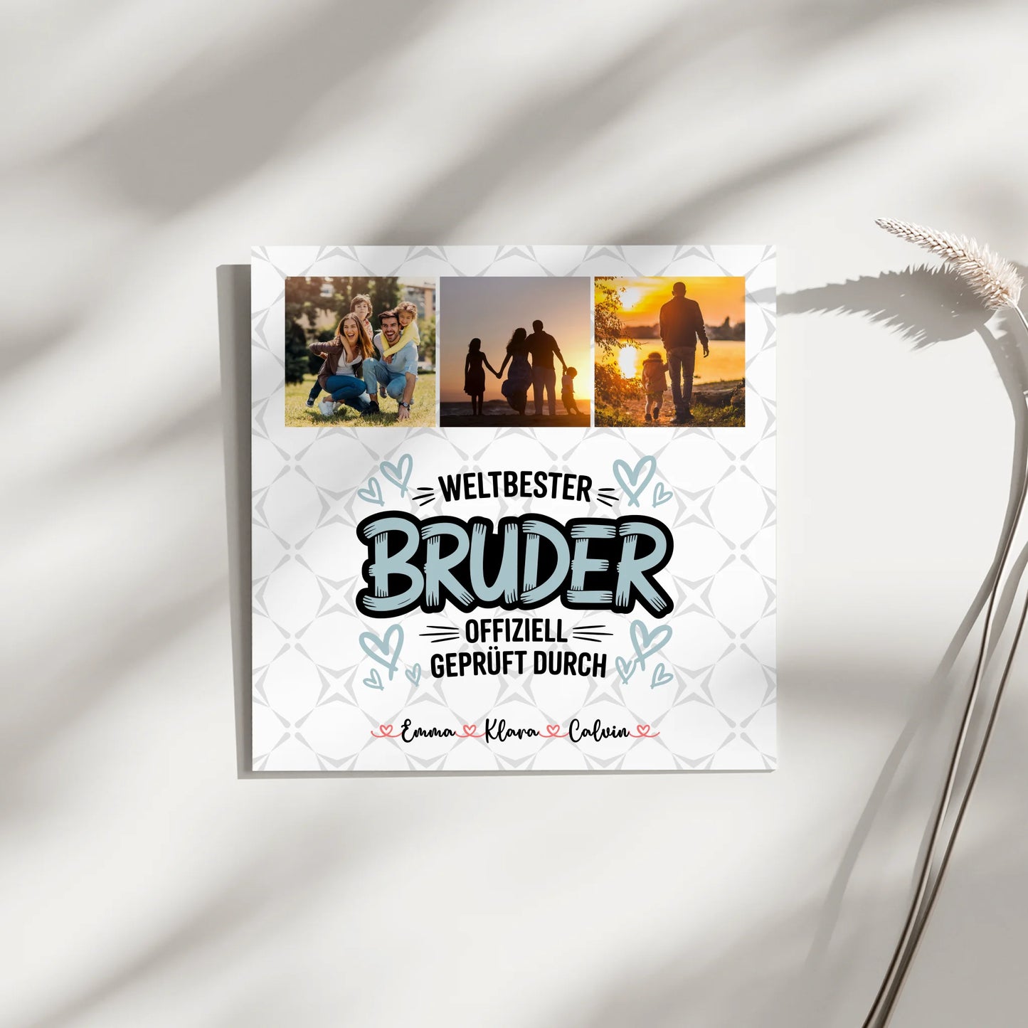 Personalisierte Fotoboard Magnet Wandbild Fotocollage für Bruder Weltbester Bruder Offiziell Geprüft Durch 3