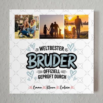 Personalisierte Fotoboard Magnet Wandbild Fotocollage für Bruder Weltbester Bruder Offiziell Geprüft Durch 7