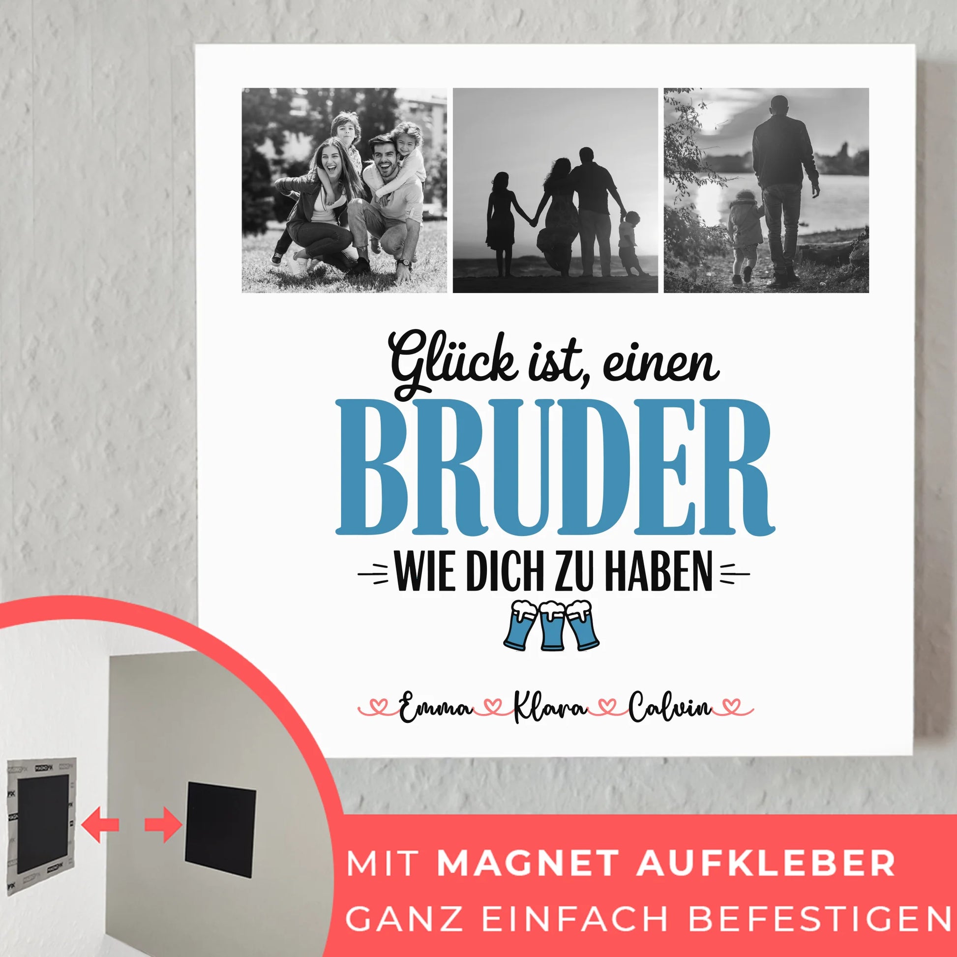 Personalisierte Fotoboard Poster Magnetisch mit Bruder Fotocollage Glück Ist Einen Bruder Wie Dich Zu Haben 10