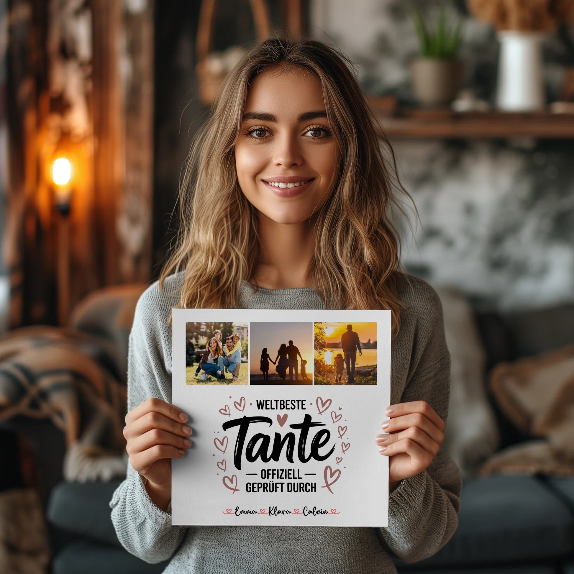 Personalisierte Fotoboard Magnet Poster Fotocollage für Tante Weltbeste Tante Offiziell Geprüft Durch 2