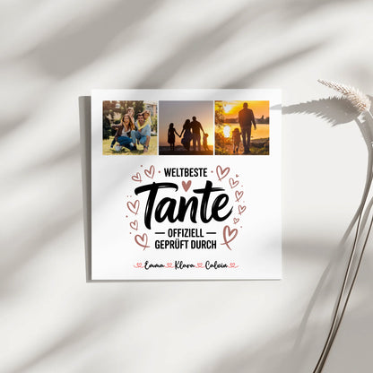 Personalisierte Fotoboard Magnet Poster Fotocollage für Tante Weltbeste Tante Offiziell Geprüft Durch