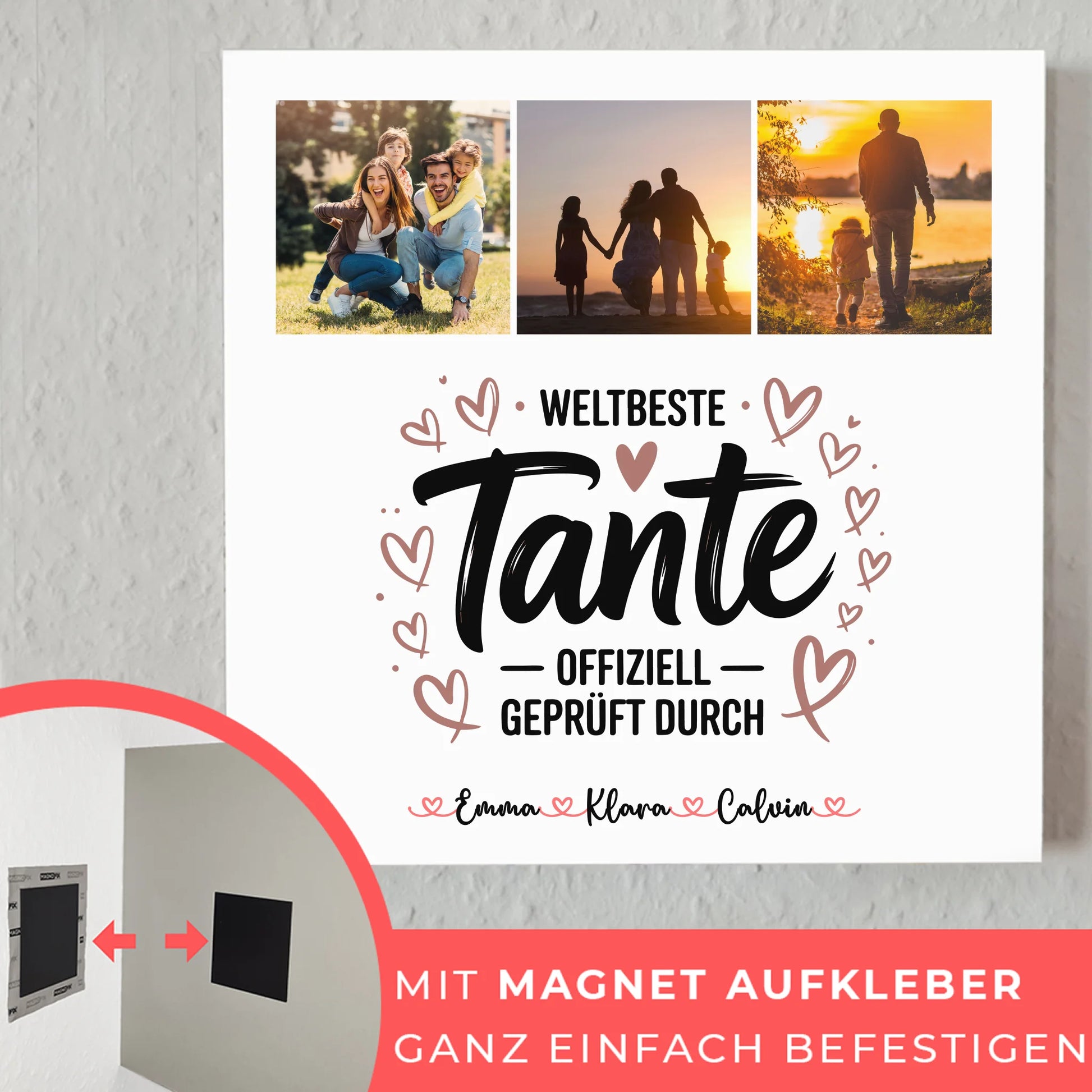 Personalisierte Fotoboard Magnet Poster Fotocollage für Tante Weltbeste Tante Offiziell Geprüft Durch 10