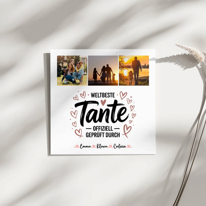 Personalisierte Fotoboard Magnet Poster Fotocollage für Tante Weltbeste Tante Offiziell Geprüft Durch 9