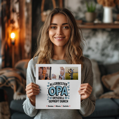 Personalisiertes Fotoboard Magnet Wandbild Geschenk Fotocollage Opa Allerbester Opa Offiziell Geprüft Durch 2