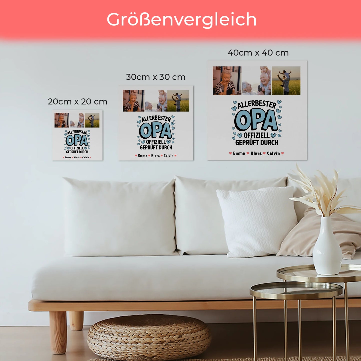 Personalisiertes Fotoboard Magnet Wandbild Geschenk Fotocollage Opa Allerbester Opa Offiziell Geprüft Durch