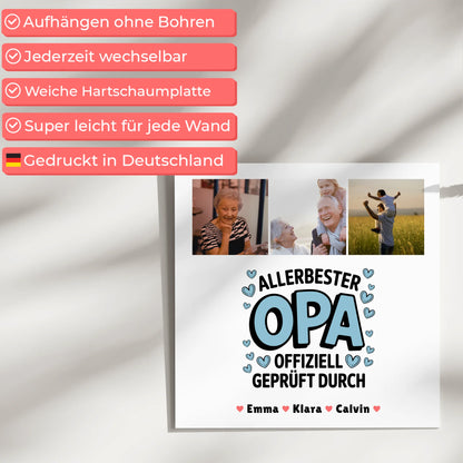 Personalisiertes Fotoboard Magnet Wandbild Geschenk Fotocollage Opa Allerbester Opa Offiziell Geprüft Durch