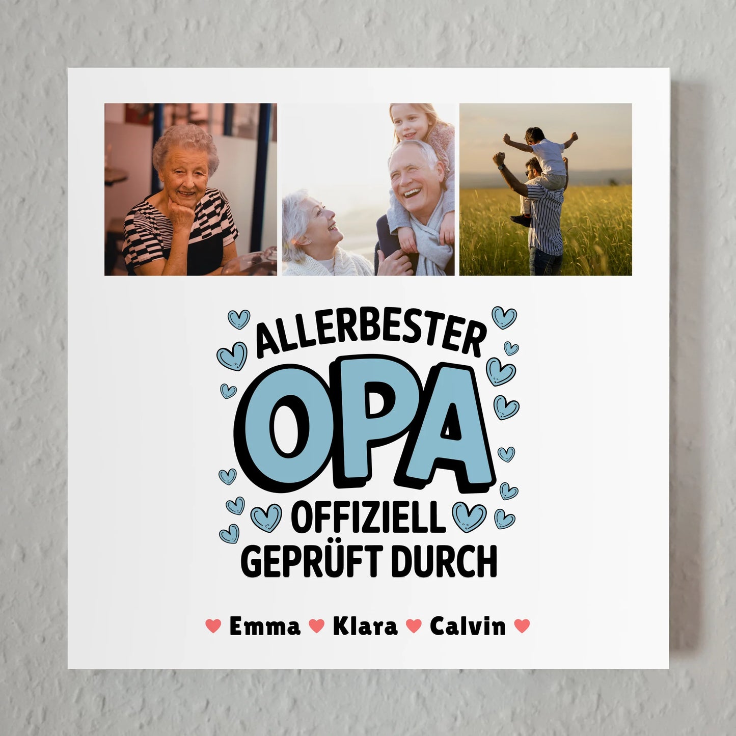 Personalisiertes Fotoboard Magnet Wandbild Geschenk Fotocollage Opa Allerbester Opa Offiziell Geprüft Durch 1