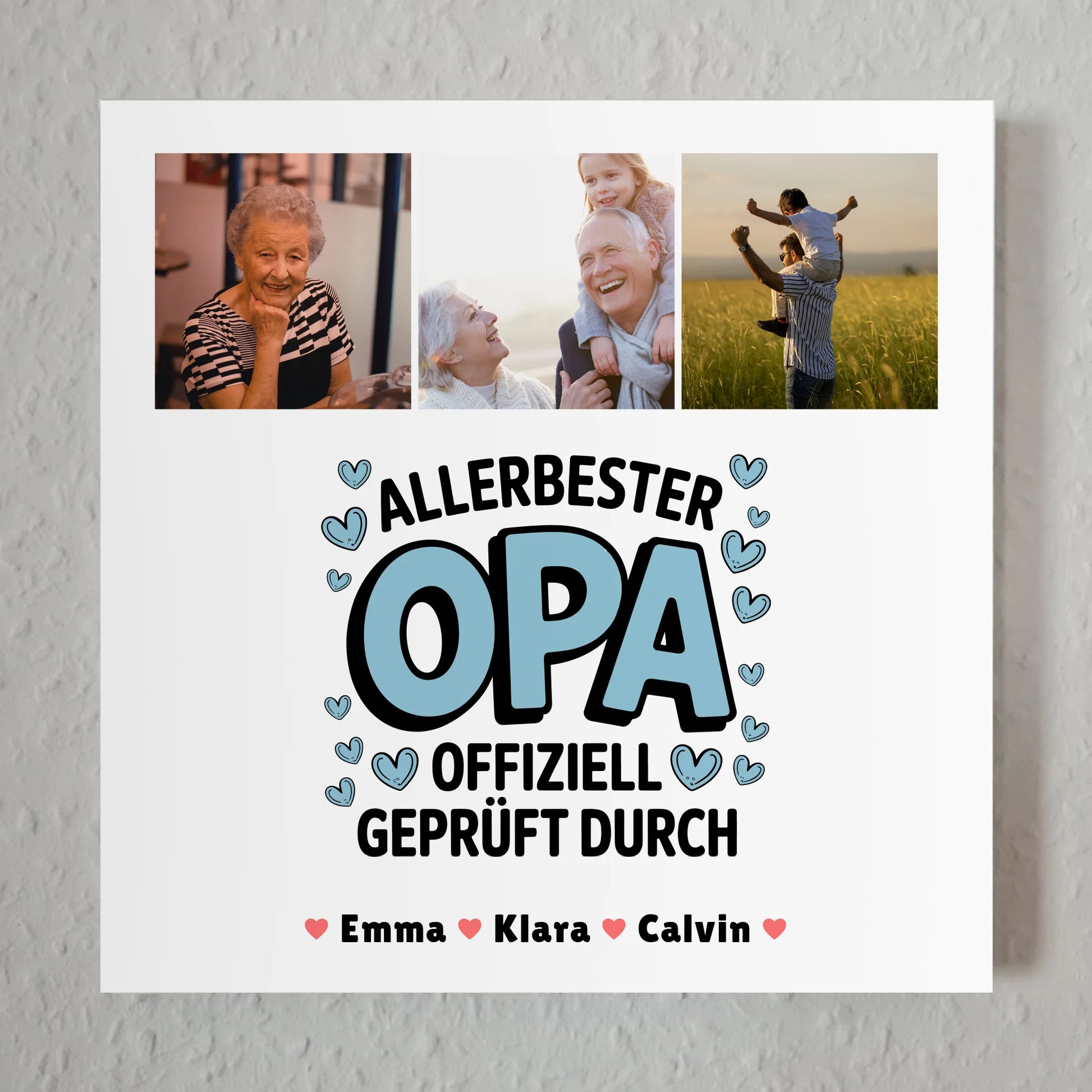 Personalisiertes Fotoboard Magnet Wandbild Geschenk Fotocollage Opa Allerbester Opa Offiziell Geprüft Durch 1