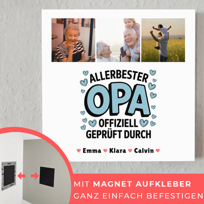 Personalisiertes Fotoboard Magnet Wandbild Geschenk Fotocollage Opa Allerbester Opa Offiziell Geprüft Durch