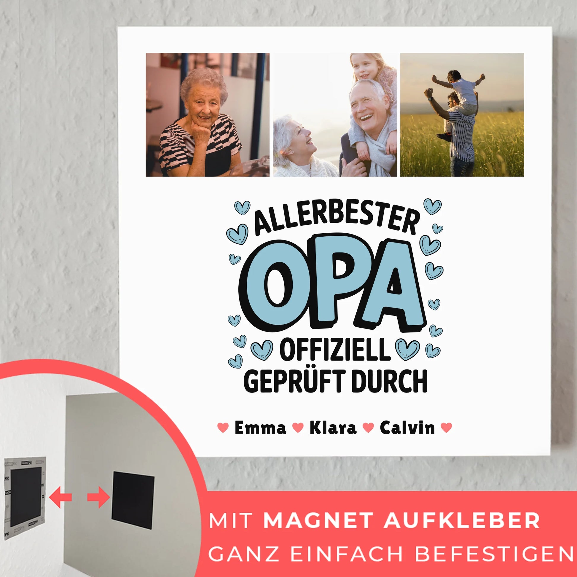 Personalisiertes Fotoboard Magnet Wandbild Geschenk Fotocollage Opa Allerbester Opa Offiziell Geprüft Durch 10