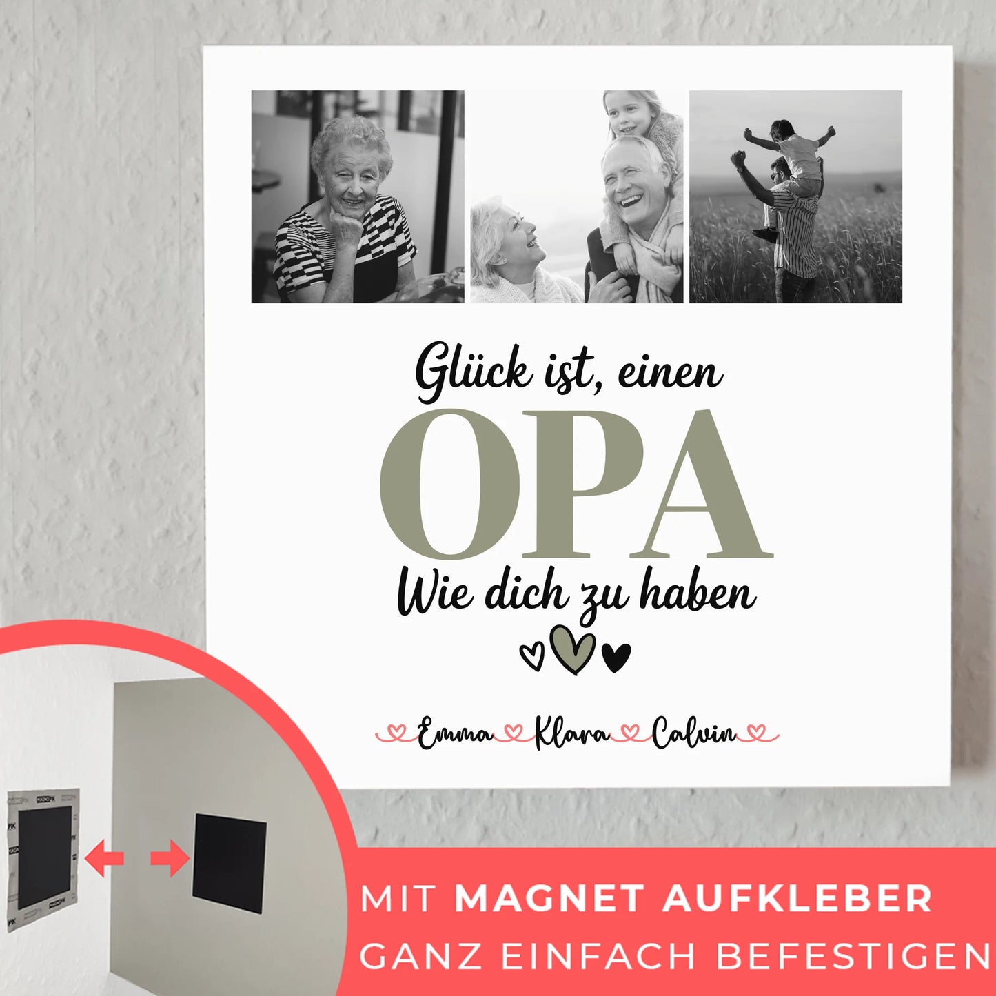 Fotoboard Magnet Poster Fotocollage Opa Glück Ist einen Opa Wie Dich Zu Haben personalisiert 4