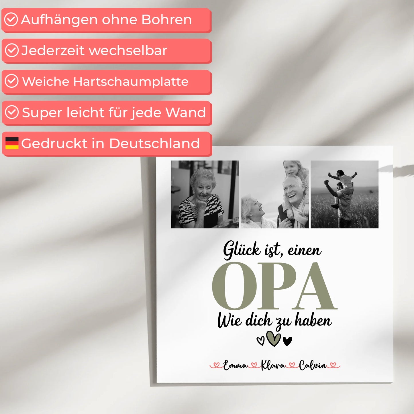 Fotoboard Magnet Poster Fotocollage Opa Glück Ist einen Opa Wie Dich Zu Haben personalisiert