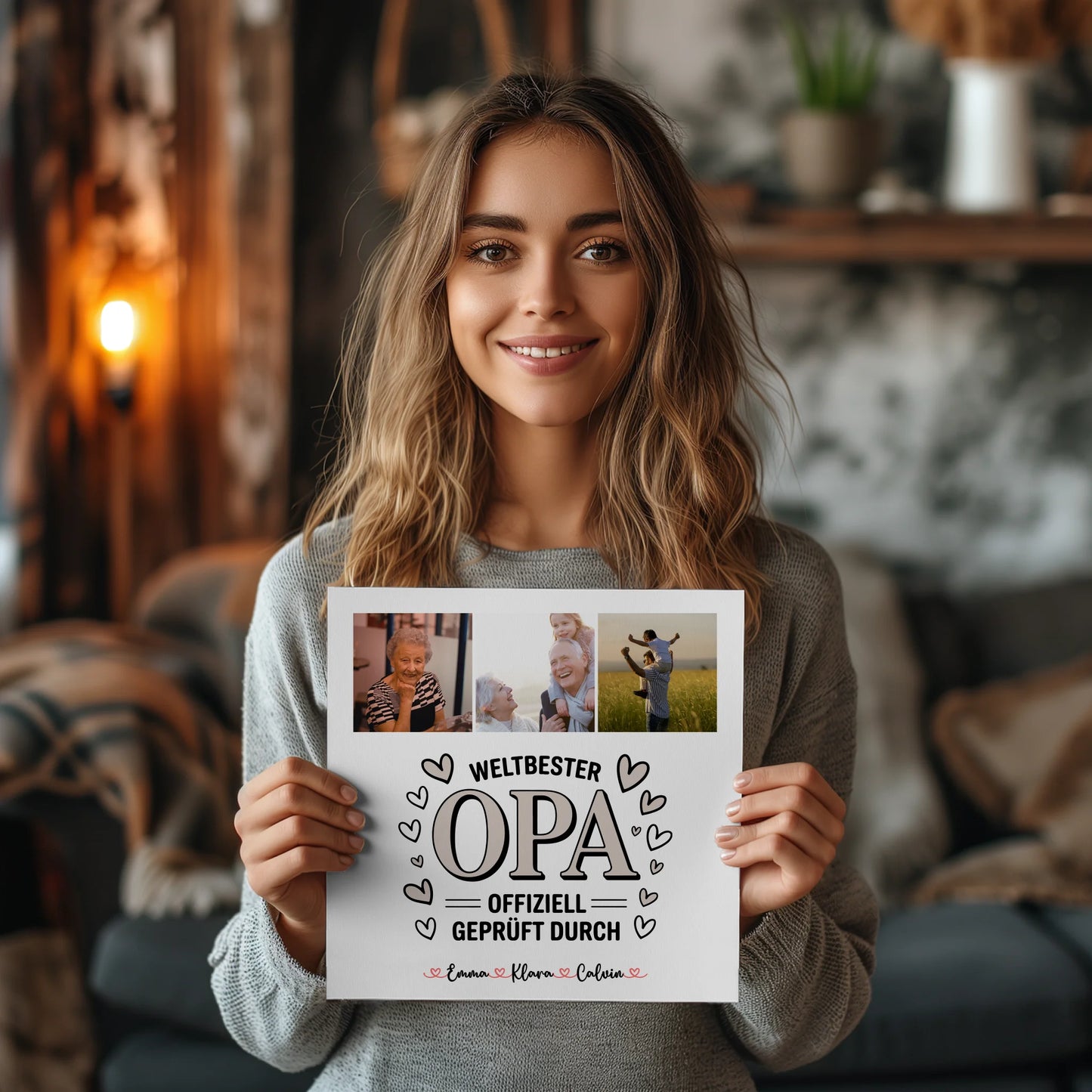 Fotoboard Magnet Poster Fotocollage für Opa Weltbester Opa Offiziell Geprüft Durch 2