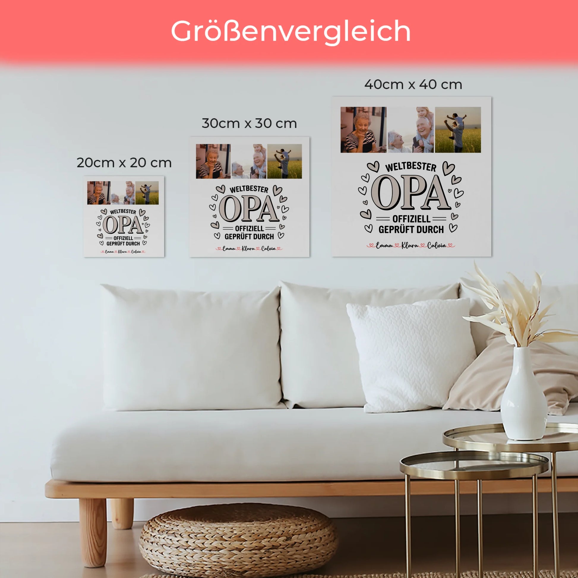 Fotoboard Magnet Poster Fotocollage für Opa Weltbester Opa Offiziell Geprüft Durch 6