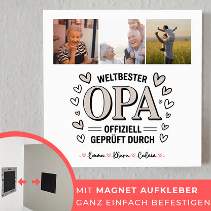 Fotoboard Magnet Poster Fotocollage für Opa Weltbester Opa Offiziell Geprüft Durch 4