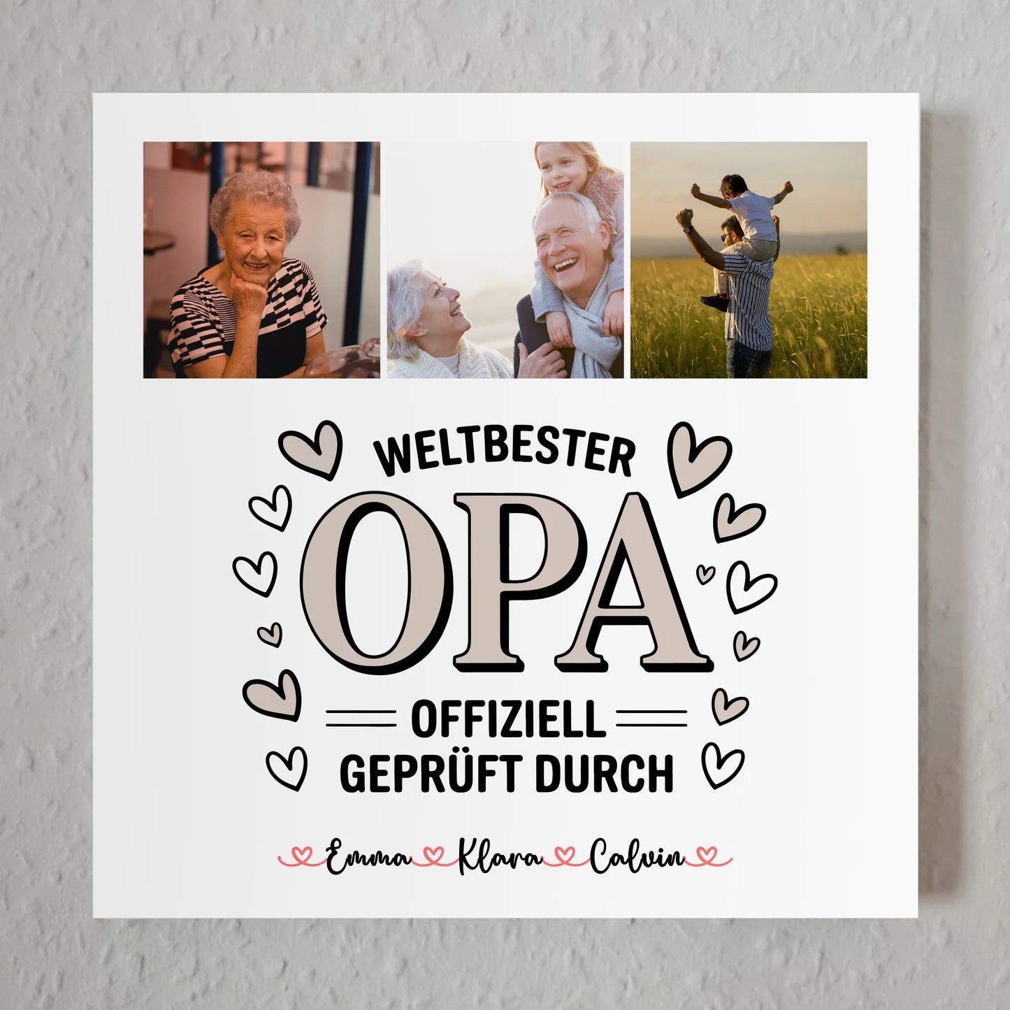 Fotoboard Magnet Poster Fotocollage für Opa Weltbester Opa Offiziell Geprüft Durch 1