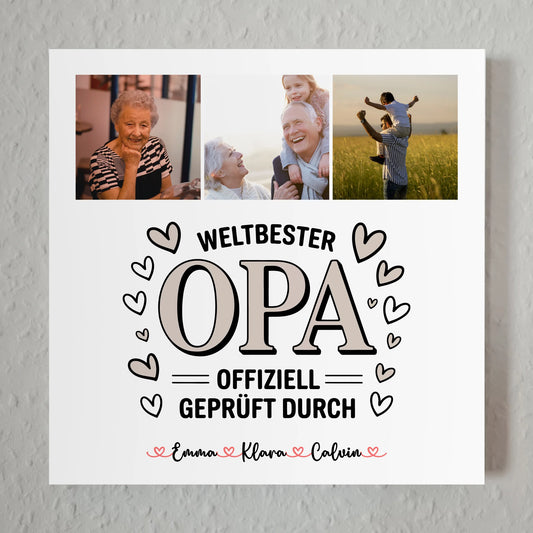 Fotoboard Magnet Poster Fotocollage für Opa Weltbester Opa Offiziell Geprüft Durch 1