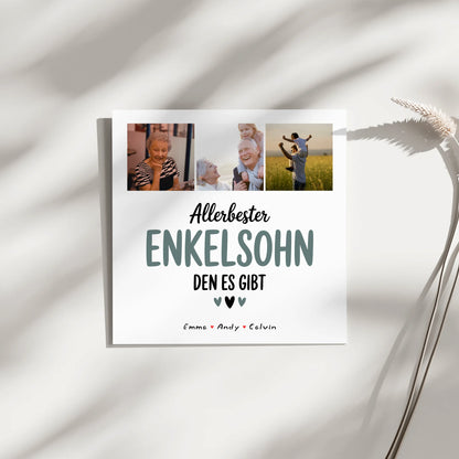 Personalisierte Fotoboard Magnet Wandbild Geschenk für den besten Enkelsohn Fotocollage 3