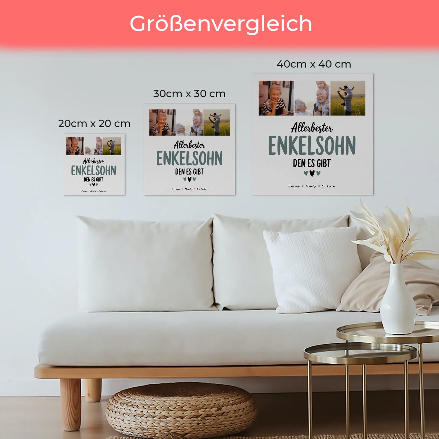 Personalisierte Fotoboard Magnet Wandbild Geschenk für den besten Enkelsohn Fotocollage