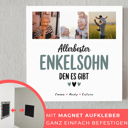 Personalisierte Fotoboard Magnet Wandbild Geschenk für den besten Enkelsohn Fotocollage 4