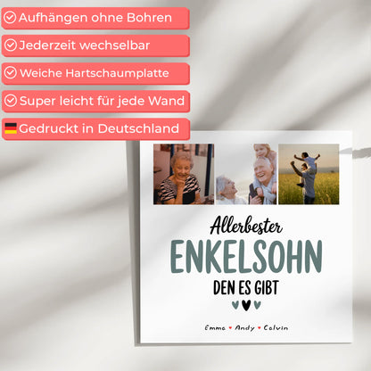 Personalisierte Fotoboard Magnet Wandbild Geschenk für den besten Enkelsohn Fotocollage