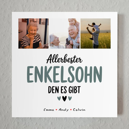 Personalisierte Fotoboard Magnet Wandbild Geschenk für den besten Enkelsohn Fotocollage 7